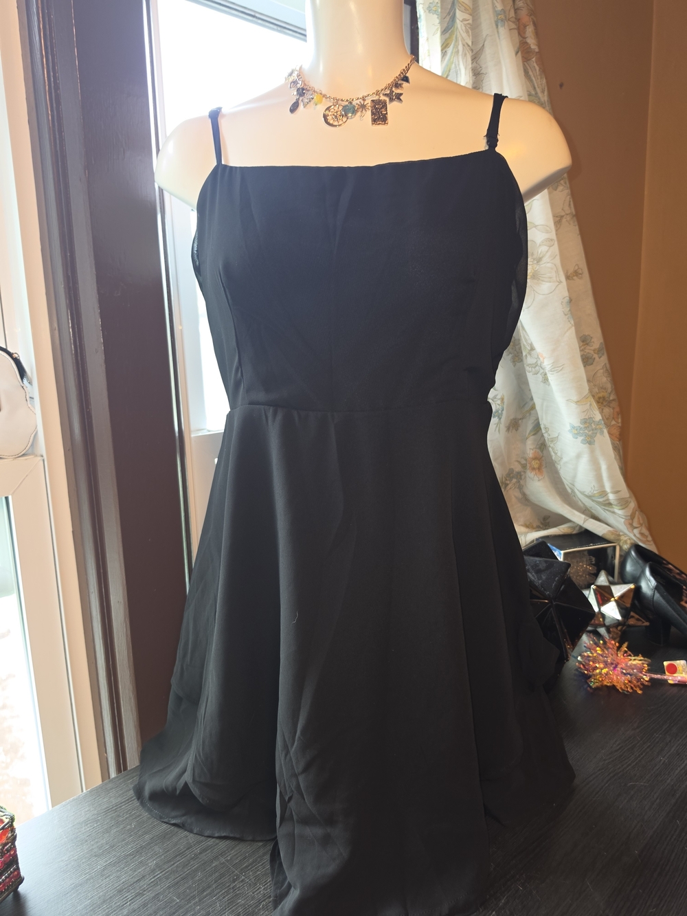 SHEIN Black Mini Spaghetti Strap Dress